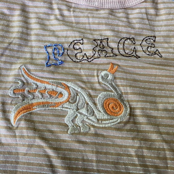 Waggon Womens Top Sz Med Colorful Beaded Gems Embroidered Floral Peace RARE - Picture 8 of 11